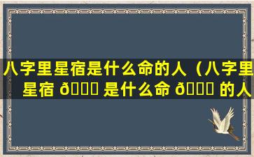 八字里星宿是什么命的人（八字里星宿 🐝 是什么命 🐋 的人呢）